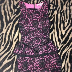 Hot pink / black lace Forever21 peplum dress